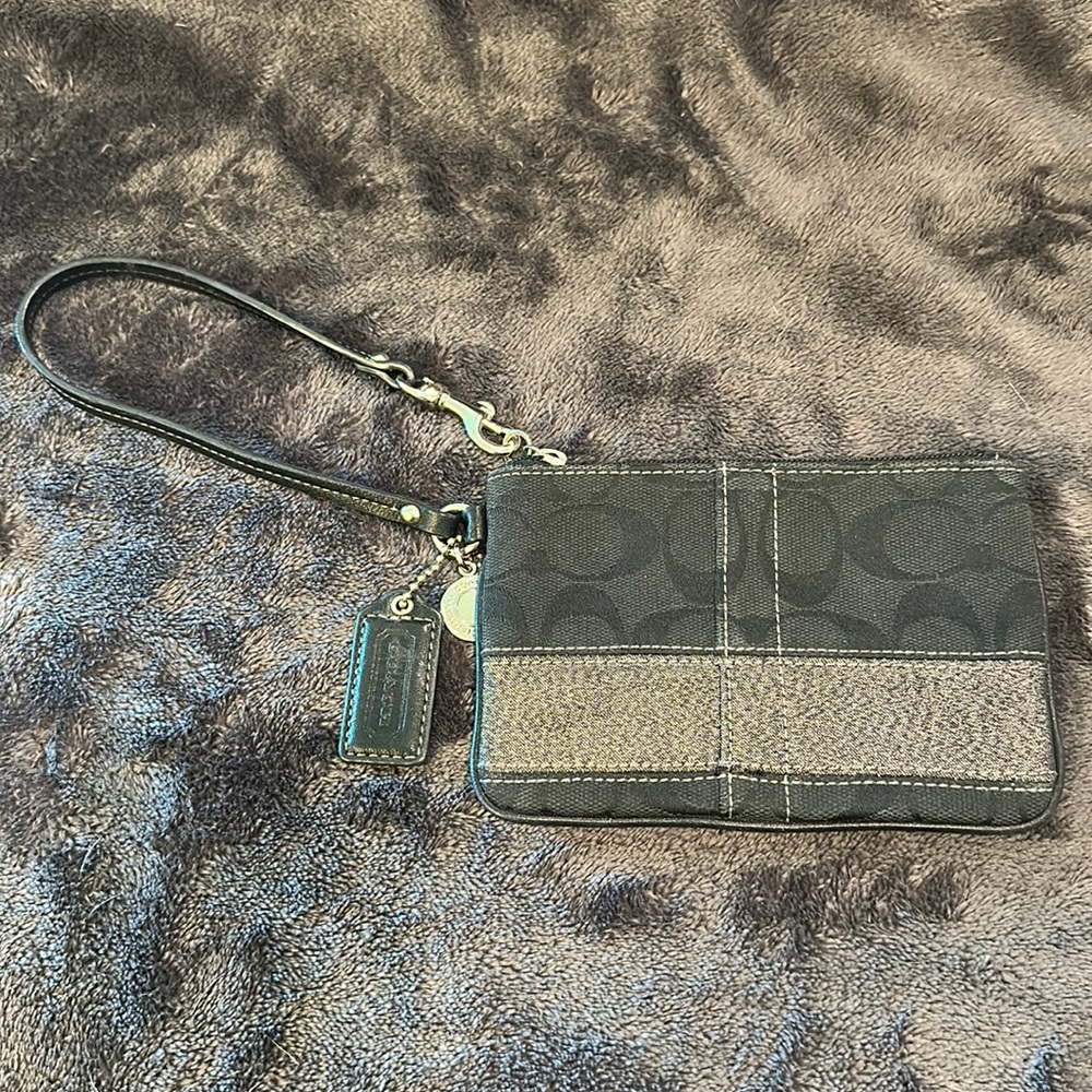 Authentic Coach black and silver glitter wristlet … previously gently used